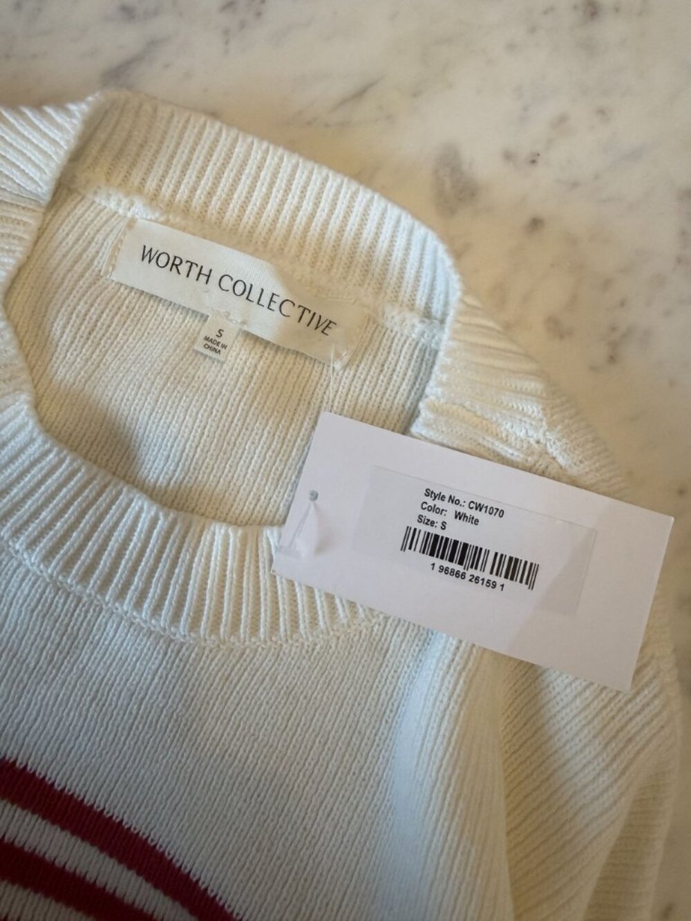 NWT Worth Collective American Honey Flag Oversized Sweater Cream Size S [jb] - Picture 6 of 7